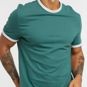 Men's Teal Green T-Shirt with White Trim